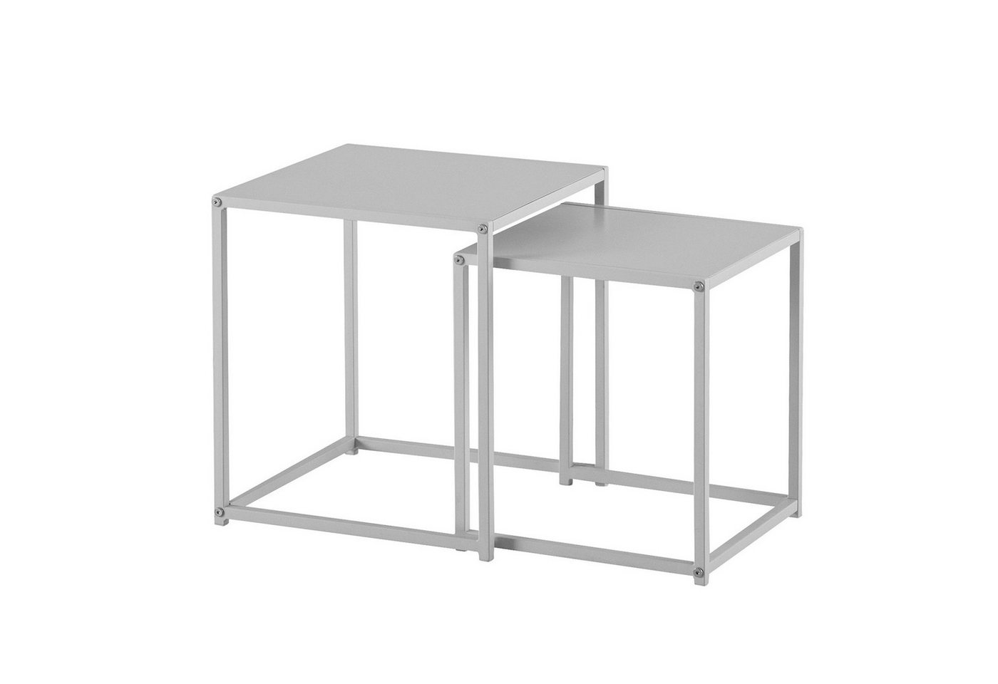 FINEBUY Satztisch Beistelltisch Satztisch Metall 2 teilig Couchtisch Tisch Set Weiß (Beistelltisch 2er Set Weiß Metall Industrial), Kaffeetisch im Wohnzimmer mit stabilem Metallgestell von FINEBUY