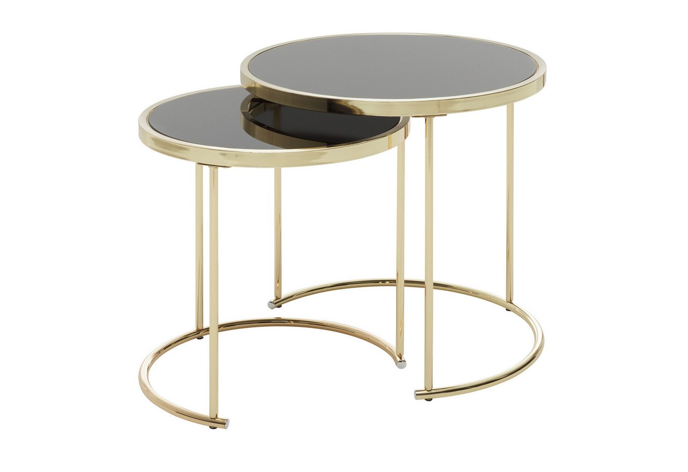 FINEBUY Satztisch FB49696 (Schwarz / Gold Beistelltisch Metall / Glas), Wohnzimmertisch, Couchtisch Set aus zwei Tischen von FINEBUY
