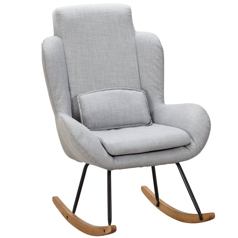 FINEBUY Schaukelstuhl SuVa14311_1 (CAPRI Grau, Stoff Relaxsessel 75 x 110 x 88,5 cm), Schwingsessel Relaxstuhl, Moderner Schwingstuhl von FINEBUY