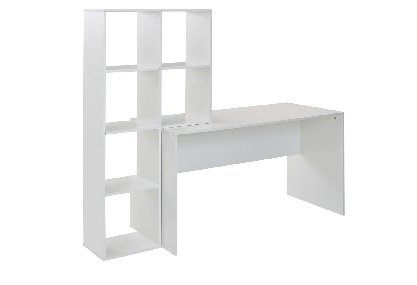 FINEBUY Schreibtisch FB71801 (mit Regal Weiß 170x59x143,5 cm, Bürotisch Modern), Homeoffice Computertisch, PC-Tisch mit Stauraum von FINEBUY