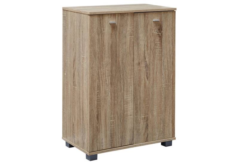 FINEBUY Schuhschrank SuVa2372_1 (Sonoma 60x90x35 cm, Schuhregal mit 2 Türen Modern) Schuhkommode Flur für 12 Paar Schuhe, Flurschrank von FINEBUY