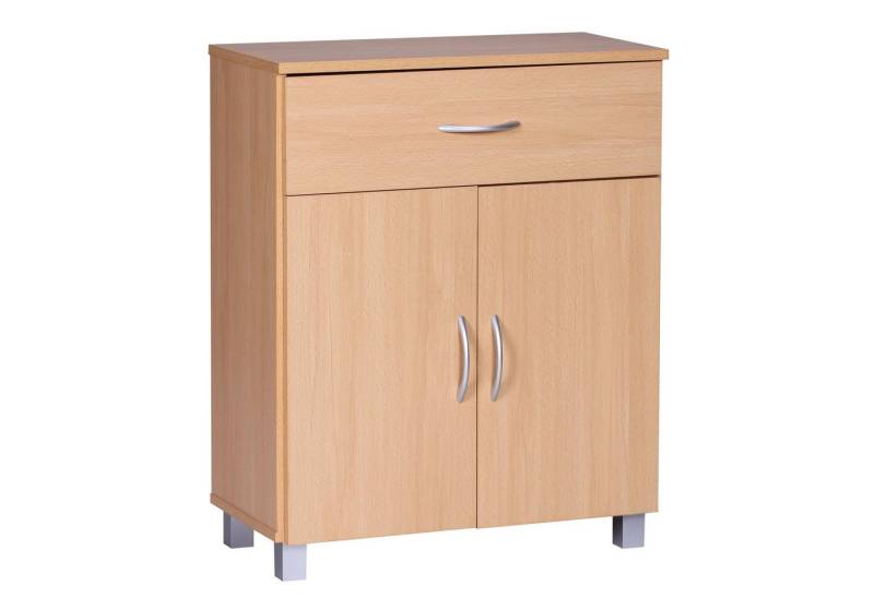FINEBUY Sideboard SuVa1592_1 (SETE Buche mit 2 Schubladen & 2 Türen 60x75x30 cm), Design Kommode Anrichte Flur-Schrank mit Griffen von FINEBUY