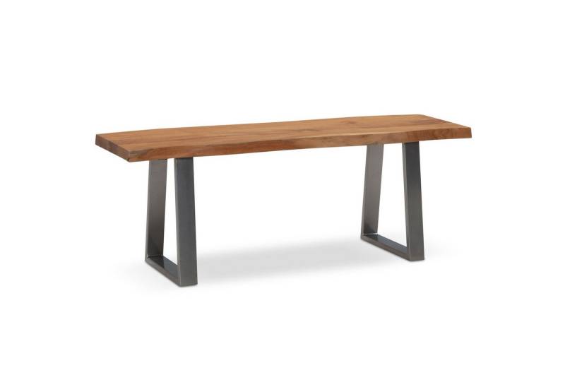 FINEBUY Sitzbank FB100795 (Akazie Massivholz / Metall Bank 120x40x45,5 cm), Flurbank Modern, Kleine Dielenbank 2 Personen von FINEBUY