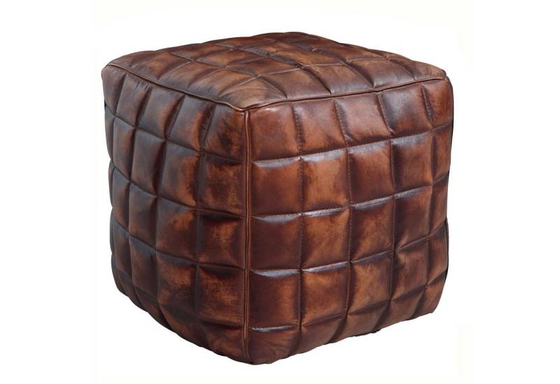 FINEBUY Sitzwürfel FB48820 (Echtleder Braun 39x41x39 cm Ottomane Wohnzimmer), Hocker Gepolstert Sitzhocker Beinablage Wohnzimmer von FINEBUY