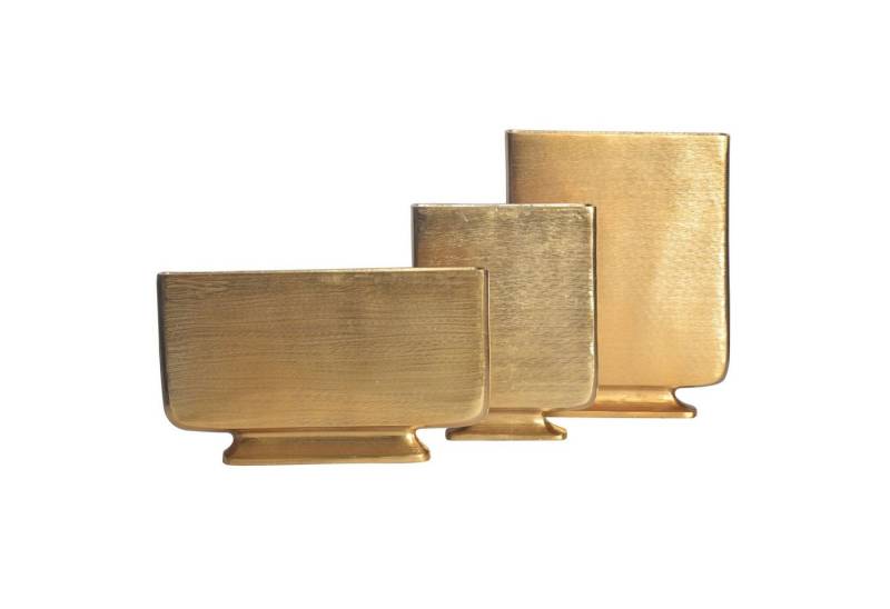 FINEBUY Tischvase FB65070 (3er Set Aluminium Silber Blumenvase Modern), Dekovase 3-teilig für Blumen Alu Tischvase von FINEBUY