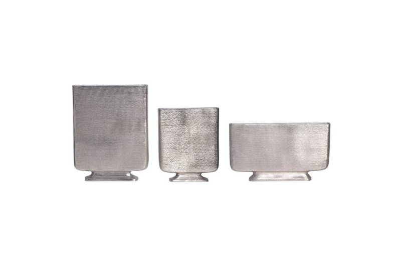 FINEBUY Tischvase FB65072 (3er Set Aluminium Silber Blumenvase Modern), Dekovase 3-teilig für Blumen Alu Tischvase von FINEBUY