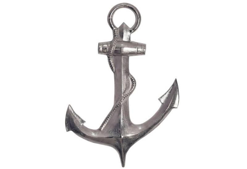 FINEBUY Wanddekoobjekt FB108023 (Deko Anker 70 cm Silber Große Aluminium-Figur), Maritime Wanddekoration im XXL-Format als Wohndeko-Highlight von FINEBUY