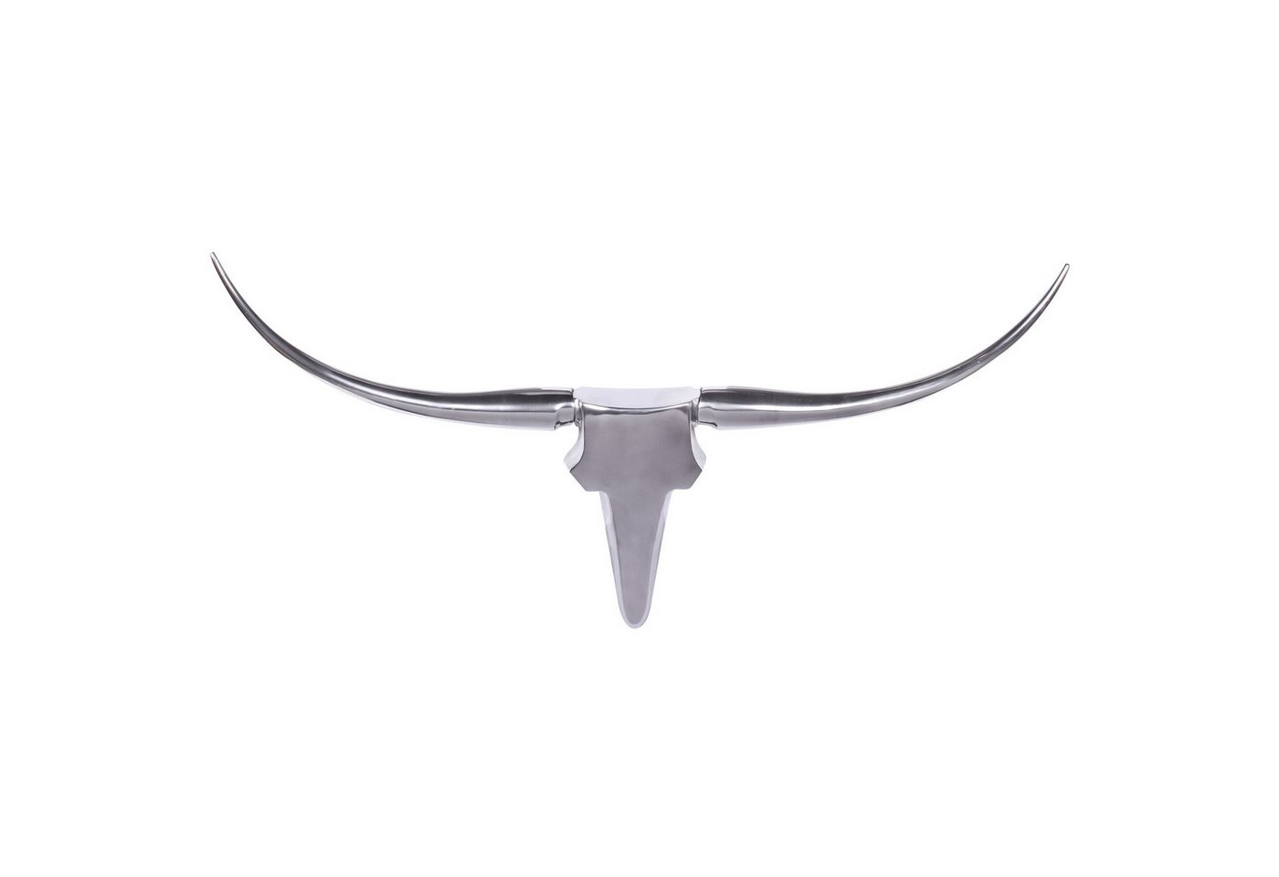 FINEBUY Wanddekoobjekt FB37874 (Deko Hirschgeweih Aluminium 125 cm Silber modern), Wanddeko Metall Design Hirschkopf Geweih Wand groß von FINEBUY