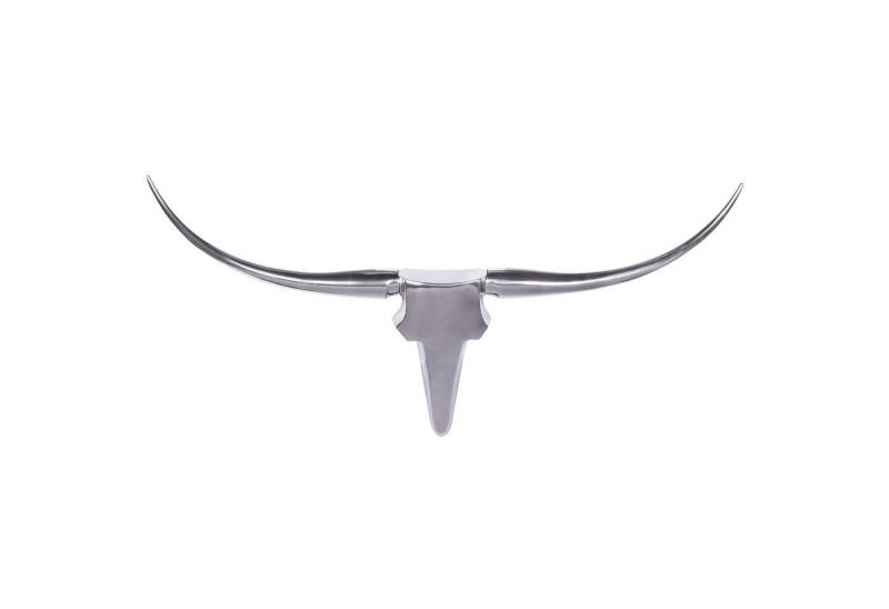 FINEBUY Wanddekoobjekt FB37874 (Deko Hirschgeweih Aluminium 125 cm Silber modern), Wanddeko Metall Design Hirschkopf Geweih Wand groß von FINEBUY