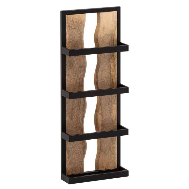 FINEBUY Wandregal FB95877, 30x80x10 cm Mango Massivholz Metall Hängeregal, Schweberegal Rechteckig, Regal Hängend Industrial von FINEBUY