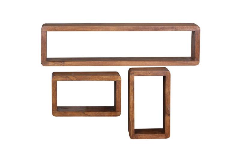 FINEBUY Wandregal SuVa2476_1, 3er Set Massivholz Rechteckig Modern, Hängeregal Schwebend, Wandboard Echtholz Regal von FINEBUY