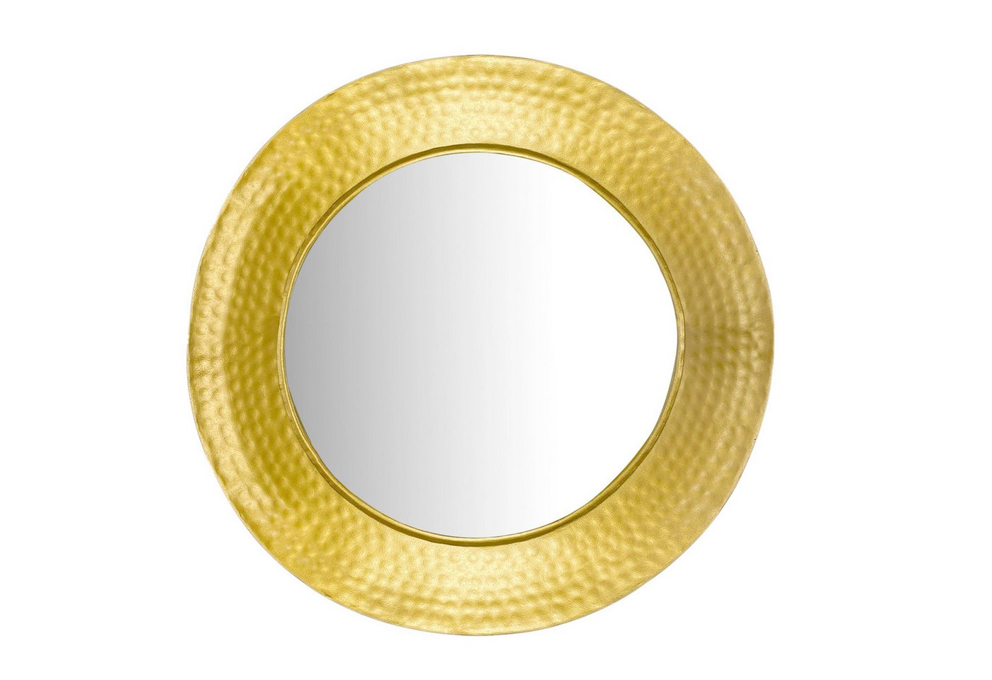 FINEBUY Wandspiegel (Gold Metall 60 cm, Dekospiegel Wand Hammerschlag), Hängespiegel Modern, Flurspiegel Garderobenspiegel von FINEBUY