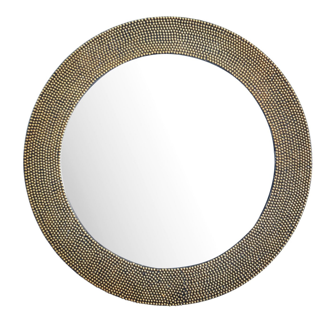 FINEBUY Wandspiegel (Gold Metall 60 cm, Dekospiegel Wand Perlen Rund), Hängespiegel Modern, Flurspiegel Garderobenspiegel von FINEBUY