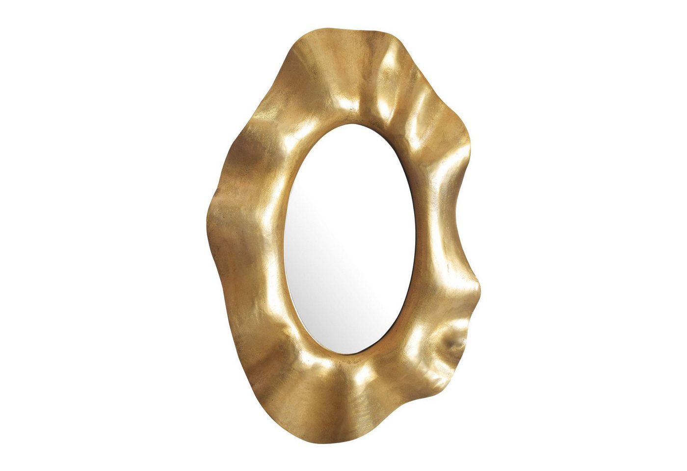 FINEBUY Wandspiegel (Gold Metall 60x90 cm, Dekospiegel Asymmetrisch), Hängespiegel Modern, Flurspiegel Garderobenspiegel von FINEBUY