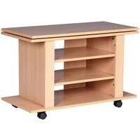 Fernsehschrank Drehbar auf Rollen, tv Bank 75 x 38 x 50 cm mit Drehteller für Fernseher Fernsehtisch Holz Buche mit Ablage Board, tv Schrank HiFi von FINEBUY