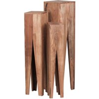 Finebuy - Beistelltisch 3er Set Massivholz Satztisch Quadratisch Modern, Säulentisch Pflanzentisch 3-teilig, Blumenständer Blumentisch Wohnzimmer, von FINEBUY