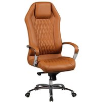 Finebuy - Bürostuhl monterey Echt-Leder Schreibtischstuhl xxl Polsterung Design Chefsessel hohe Rückenlehne mit Kopfstütze Drehstuhl Drehsessel von FINEBUY