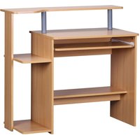 Computertisch 94x90,5x48,5 cm Laptop Tisch Modern mit Tastaturauszug, PC-Tisch mit Drucker-Ablage platzsparend, Schreibtisch für kleine Räume mit von FINEBUY