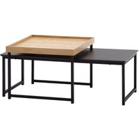 Couchtisch 2er Set Holz / Metall Sofatisch Eckig Modern, Beistelltisch 2-teilig, Design Wohnzimmertische, Holztisch Satztische - Finebuy von FINEBUY