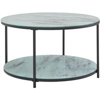 FineBuy Couchtisch 80x80x45 cm Glas Sofatisch Rund Marmor Optik, Wohnzimmertisch mit Stauraum, Kaffeetisch Metall, Kleiner Tisch Beistelltisch von FINEBUY