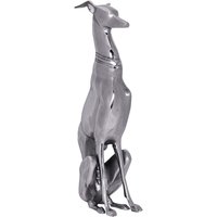 FineBuy Dekoration Design Dog aus Aluminium silbern Windhund Skulptur Hundestatue von FINEBUY