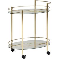 Finebuy - Design Servierwagen Gold 67x79 cm Mobile Mini Bar, Beistelltisch auf Rollen, Speisewagen mit Glasplatte Weiß, Küchenwagen, Teewagen mit von FINEBUY