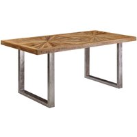 Esstisch Mango Massivholz Küchentisch, Esszimmertisch Loft Natur, Holztisch Massiv mit Metallgestell, Industrial Tisch - Finebuy von FINEBUY