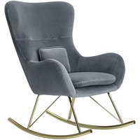 Schaukelstuhl Samt / Metall 74x101x89 cm mit goldenen Beinen, Polster Schwingstuhl Modern, Stillsessel Relaxstuhl Schwingsessel 120 kg - Finebuy von FINEBUY