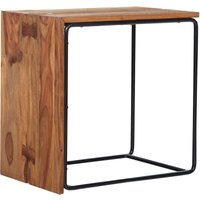 Beistelltisch Sheesham Massivholz / Metall 45x30x45 cm Anstelltisch, Kleiner Sofatisch Rechteckig, Industrial Wohnzimmertisch Couch Modern, von FINEBUY