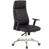 Finebuy - Bürostuhl porto Echt-Leder Schwarz ergonomisch mit Kopfstütze, Design Chefsessel Schreibtischstuhl ergonomisch mit Wippfunktion, Drehstuhl von FINEBUY