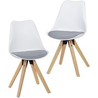 Design Esszimmerstühle 2er Set SV43912 Skandinavische Stühle mit Holzbeinen Retro Stuhlset Kunststoff Küchenstühle mit Kunstleder Lehnenstuhl Modern von FINEBUY