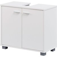 Waschbeckenunterschrank mit 2 Türen Weiß, Kleiner Schrank Badezimmer 60x30x55 cm, Badschrank Waschbecken Stehend, Bad Aufbewahrung, von FINEBUY