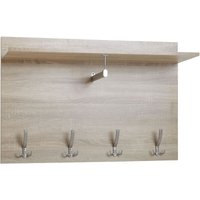 Finebuy - Wandgarderobe Sonoma Eiche 90x60x29,5 cm Design Flurgarderobe Holz, Hakenleiste Wandpaneel mit Ablage und Kleiderstange, Garderobe Wand, von FINEBUY