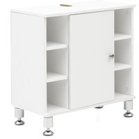 Waschbeckenunterschrank 60 x 64 x 32 cm mit Tür & 6 Ablagefächer Weiß, Waschtischunterschrank, Badezimmermöbel Unterschrank Bad - Finebuy von FINEBUY