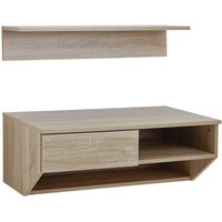 Finebuy - Hängeschrank mit Wandregal Sonoma Eiche 75 cm Design Schweberegal, Wandschrank mit Schublade, Oberschrank Wand Flur Wohnzimmer von FINEBUY