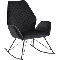 Schaukelstuhl Schwarz 73x94x84 cm Design Relaxsessel Samt / Metall, Schwingsessel mit Gestell, Polster Relaxstuhl Schaukelsessel, Moderner von FINEBUY