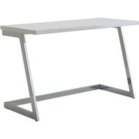 Schreibtisch 120x55x76 cm Hochglanz Weiß / Silber PC-Tisch mit Metallbeine, Design Computertisch, Home-Office Bürotisch, Konsolentisch Modern von FINEBUY