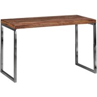 Finebuy - Schreibtisch SV44437 Massivholz Computertisch 120 x 60 cm Laptoptisch Landhaus Konsolentisch mit Metallbeinen Sheesham // Akazie von FINEBUY