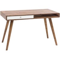 Finebuy - Schreibtisch repa 120 x 60 x 75 cm Massiv Holz Laptoptisch Sheesham Natur, Landhaus-Stil Arbeitstisch mit 1 Schublade, Bürotisch PC-Tisch von FINEBUY