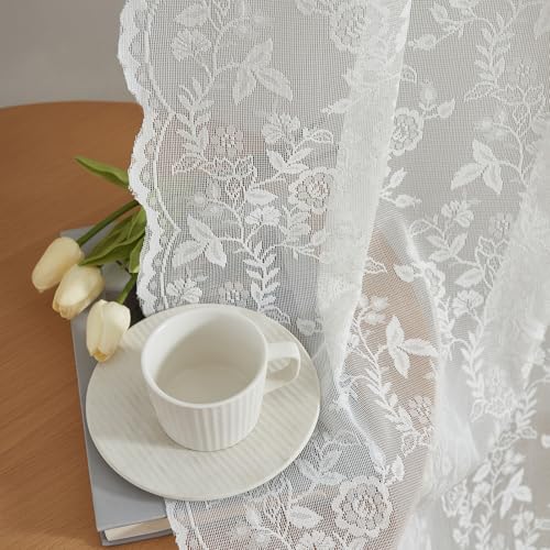 FINECITY Kurze Spitzenvorhänge, 137 cm Länge – rustikaler Zweig Blumenmuster Spitze durchsichtige Vorhänge 2 Paneele Set Privatsphäre gewellte Vintage Spitze Fenstervorhänge 132 x 137 cm, Elfenbein FINECITY Kurze Spitzenvorhänge, 137 cm Länge – rustikaler Zweig Blumenmuster Spitze durchsichtige Vorhänge 2 Paneele Set Privatsphäre gewellte Vintage Spitze Fenstervorhänge 132 x 137 cm, Elfenbein von FINECITY