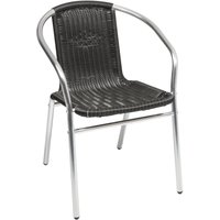 Bistro Stapelstuhl Aluminium / Rattan schwarz-D537481-neu von INDA-EXCLUSIV