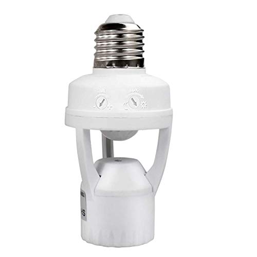 FINELED Bewegungsmelder-Lichtsockel, PIR-Motion E27-Schrauben-Glühbirnenadapter Dämmerungssensor 360 Grad weiß (Non Rotatable) von FINELED