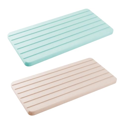 FINELYCR Saugfähige Kieselgur Tablett, 2 Stück Kieselgur Küche Seife Box, 2 Farben Iatomite Stone Bath Mat, Moderner Haushaltsgebrauch, zum Trockenhalten von Tisch Oder Arbeitsplatte von FINELYCR