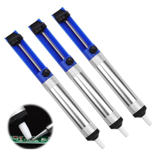 FINELYCR 3 Stück Antistatisch Entlötkolben, Antistatische Lötpumpe mit Teflonspitze, Entlötpumpe zum Entlöten & Lötabsaugung, für Löten Kleiner Bauteile von FINELYCR