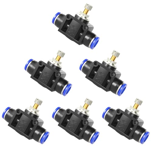 FINELYCR 6 Stück Luftstromregelventil, 6 mm Pneumatik Ventil, Bidirektionale Gerader Geschwindigkeitsregler, mit Edelstahlschnappring, für PU Schläuche und Nylon Schläuche FINELYCR 6 Stück Luftstromregelventil, 6 mm Pneumatik Ventil, Bidirektionale Gerader Geschwindigkeitsregler, mit Edelstahlschnappring, für PU Schläuche und Nylon Schläuche von FINELYCR