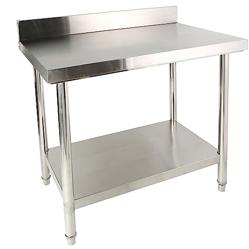 Edelstahl Küche Arbeitstisch - 120x85x60cm mit Aufkantung - Gastronomie Tisch bis 140kg belastbar - Gastro Edelstahltisch Küchentisch mit Verstellbare Füße und großer unteren Ablagefläche von FINEUNAN