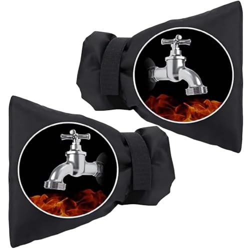 FINEVERNEK 2 Stück Außen Wasserhahn Abdeckung, Thermoschutz für Garten Wasserhahn, Wasserhahn Frostschutz Abdeckung, Verdickung Winterfester Beutel für Wasserhahn Wasserdicht, Schwarz(14 * 19cm) von FINEVERNEK