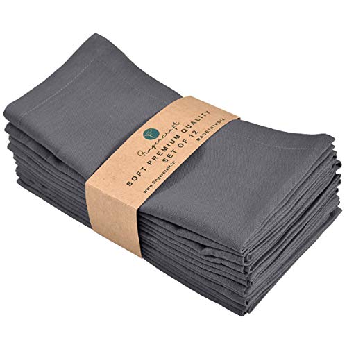 FINGERCRAFT Abendessen Stoffservietten in Baumwollleinenmischgewebe 12er Oster-Special, Premium-Qualität, Gehrung Ecken für jeden Tag Servietten sind Pre Shrunk (Charcoal) von FINGERCRAFT