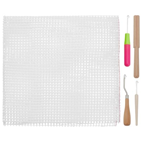 FINGERINSPIRE 1 Set Knüpfhaken Werkzeug Sets Für Teppiche Einschließlich 2 gebogenen Knüpfhaken Aus Eisen 1 Netzgewebe Für Teppiche 1 Stabschneider 1 Haarnadeleinfädler Bastelbedarf von FINGERINSPIRE