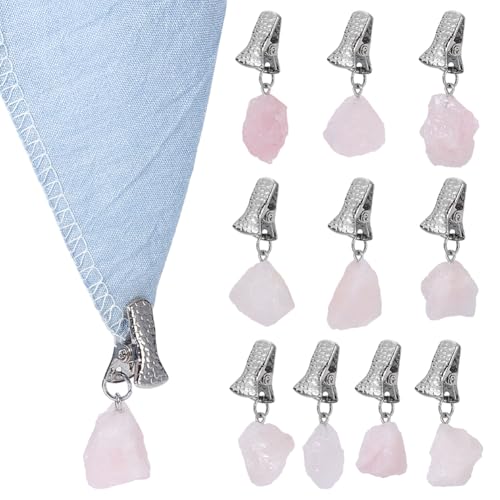 FINGERINSPIRE 10 Stück Nuggets Natürliche Rosenquarz Tischdeckengewichte 40-47mm Stein Tischdeckenanhänger Mit Eisenklammern Für Mahlzeiten Im Freien Picknicks Veranstaltungen Für Hausbesitzer von FINGERINSPIRE